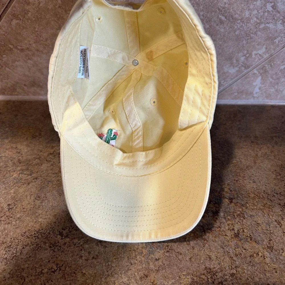 Cactus Embroidered Yellow Adjustable Cotton Baseball Trucker Cap Women Golf, Gym
